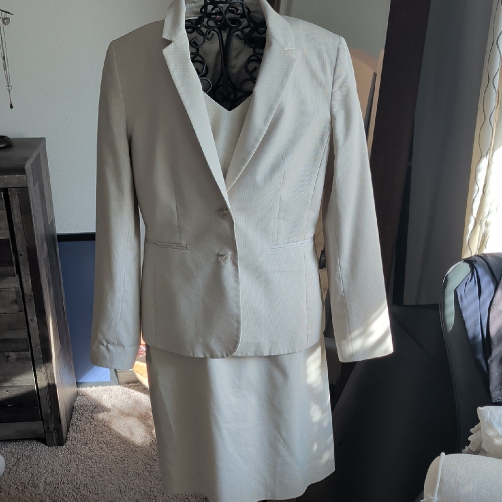Alex Marie Cream Blazer and Dress Ensemble